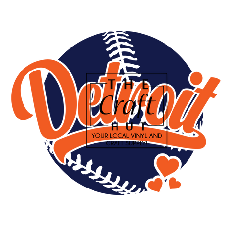 Tigers DTF- Baseball Hearts