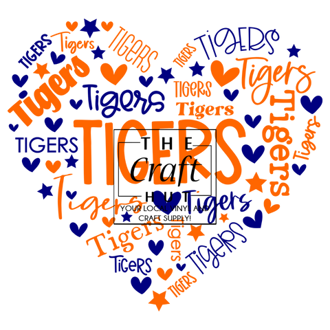 Tigers DTF - Typography Heart (Youth)
