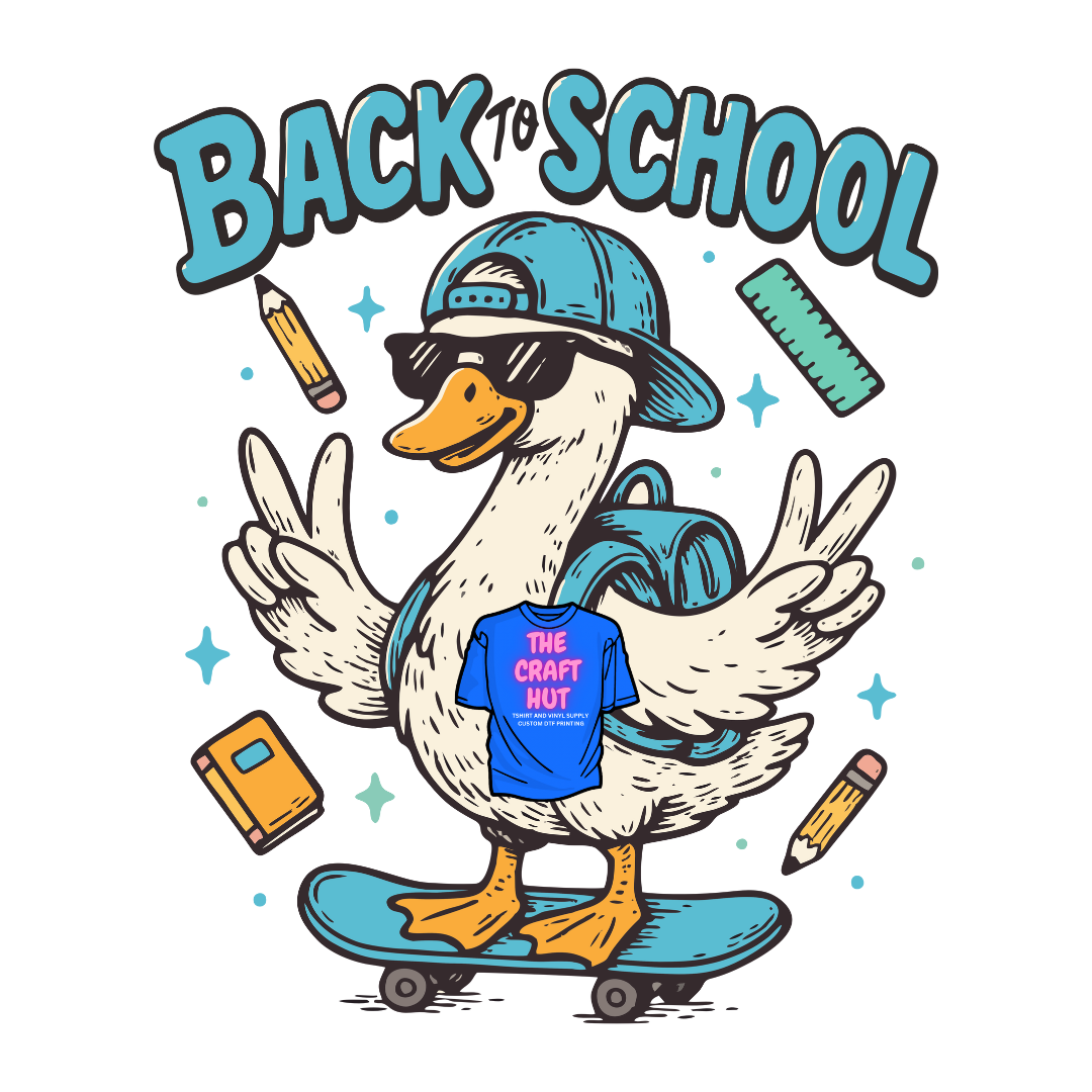 Back To School DTF Transfer - Goose On Skateboard