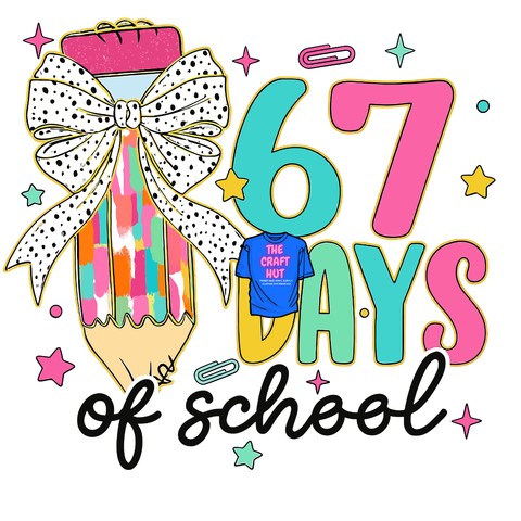 67 Days OF School DTF Transfer- Pencil W/ Bow