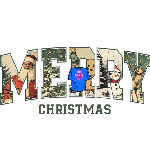 Christmas DTF Transfer - Merry Christmas Vintage Letters