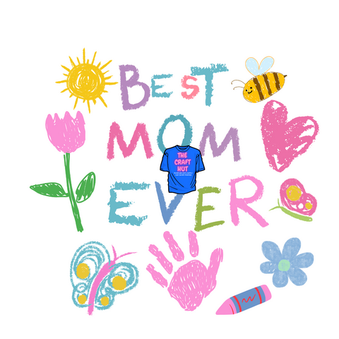 Mothers Day DTF Transfer - Best Mom Ever Pink Drawing