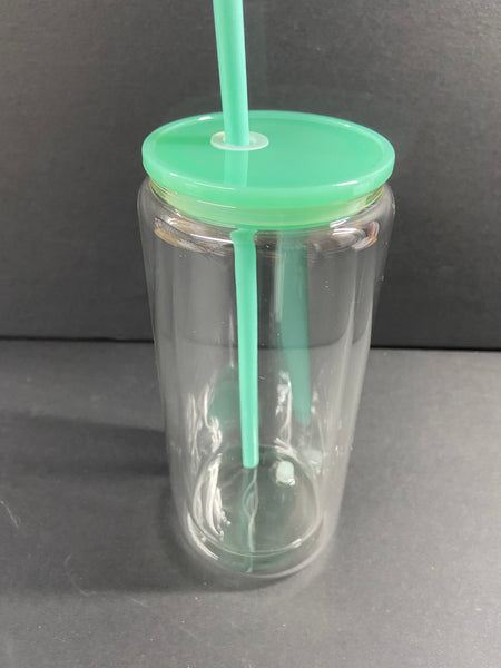 15oz Colored Lid Snowglobe Tumbler