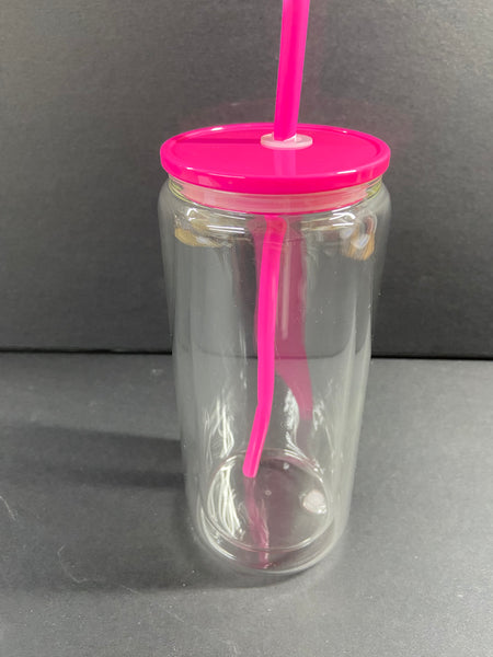 15oz Colored Lid Snowglobe Tumbler