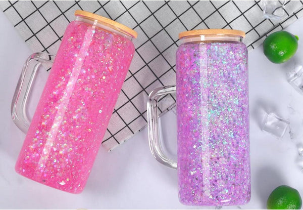 Snow Globe Acrylic Tumbler - 32OZ Bamboo Pre Drilled Tumbler