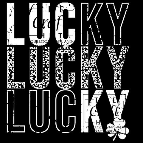 St Patrick DTF Transfer - Lucky Distressed (White Ink) (Adult)