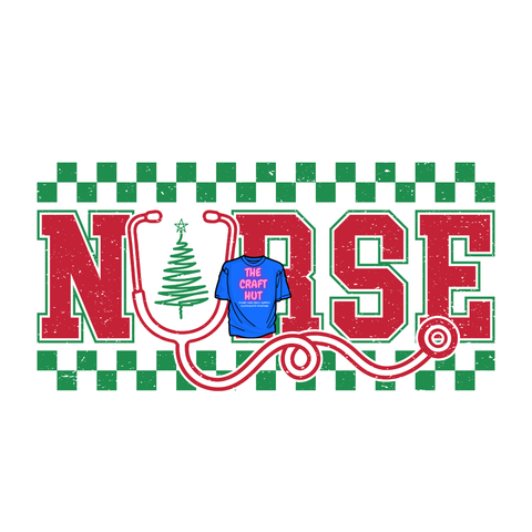 Christmas DTF Transfer - Nurse Checkered