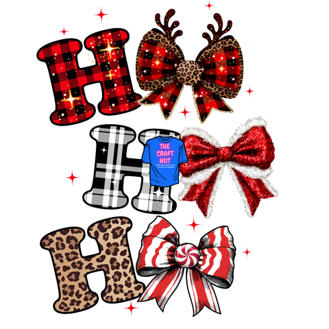 Christmas DTF Transfer - Ho Ho Ho Bows