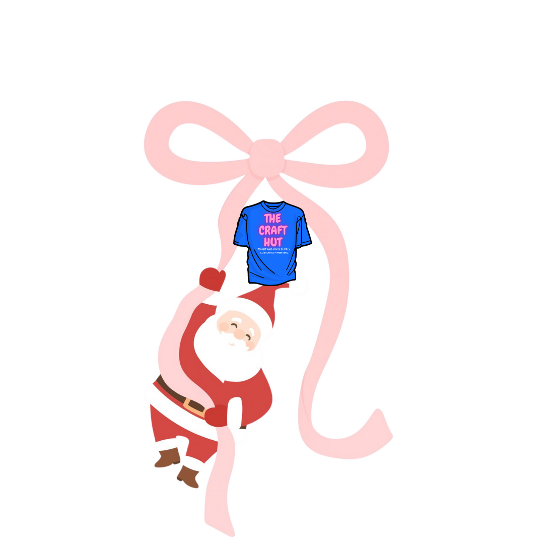 Christmas DTF Transfer - Santa Pink Bow