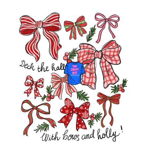 Christmas DTF Transfer - Deck The Halls Bows