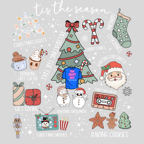 Christmas DTF Transfer - Tis The Season Doodles