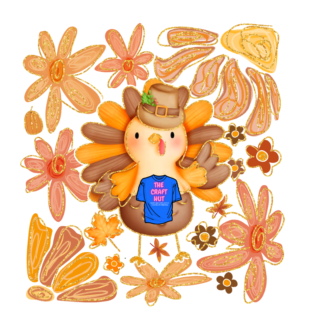 Thanksgiving/Fall DTF Transfer - Floral Turkey