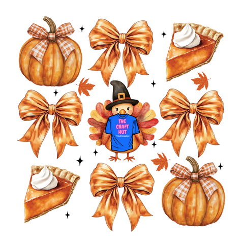 Thanksgiving/Fall DTF Transfer - Pumpkins, Pie, and Bows