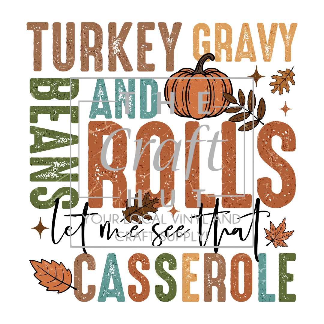 Thanksgiving DTF Transfer - Turkey Gravy Beans and Rolls