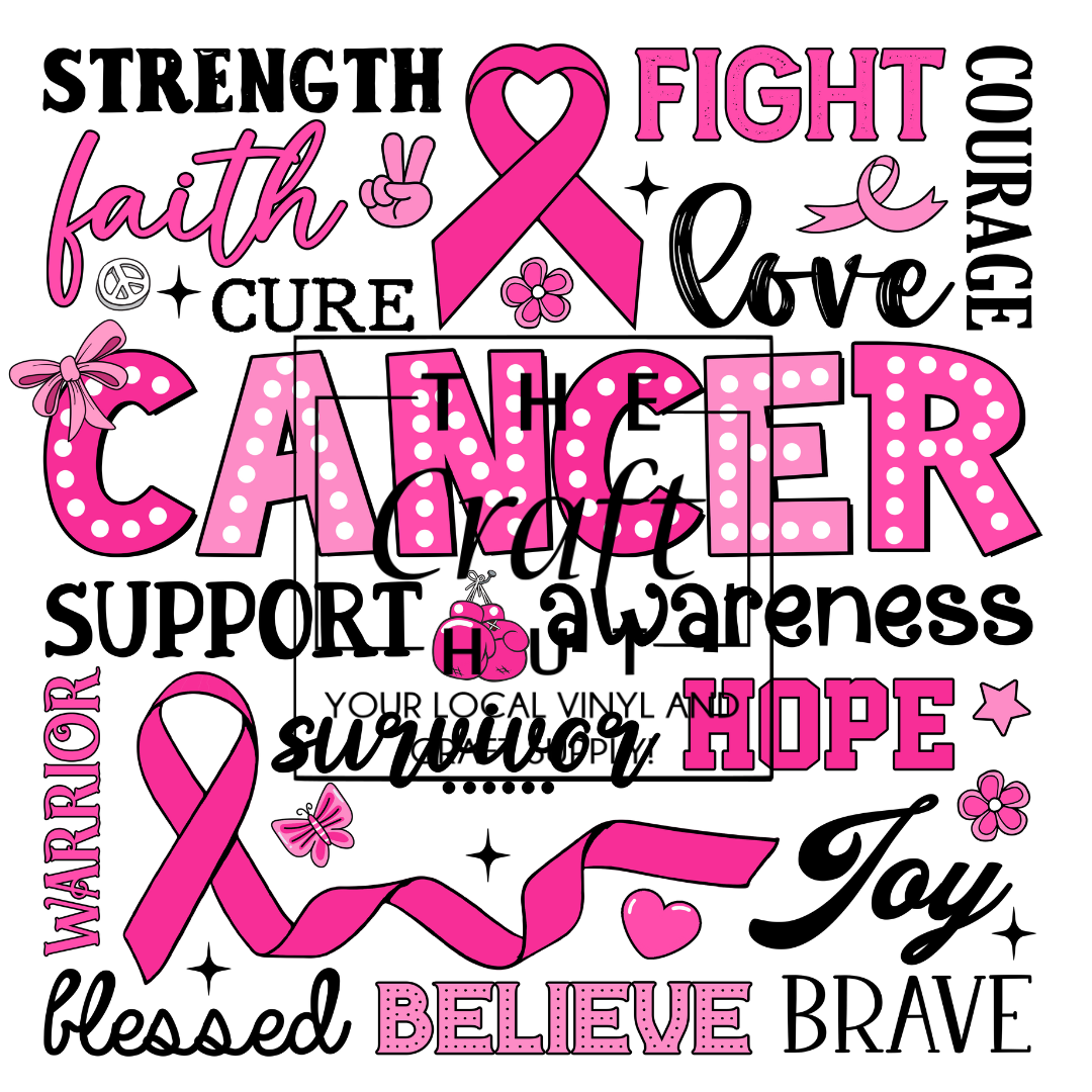 Breast Cancer Awareness DTF Transfer - Typography