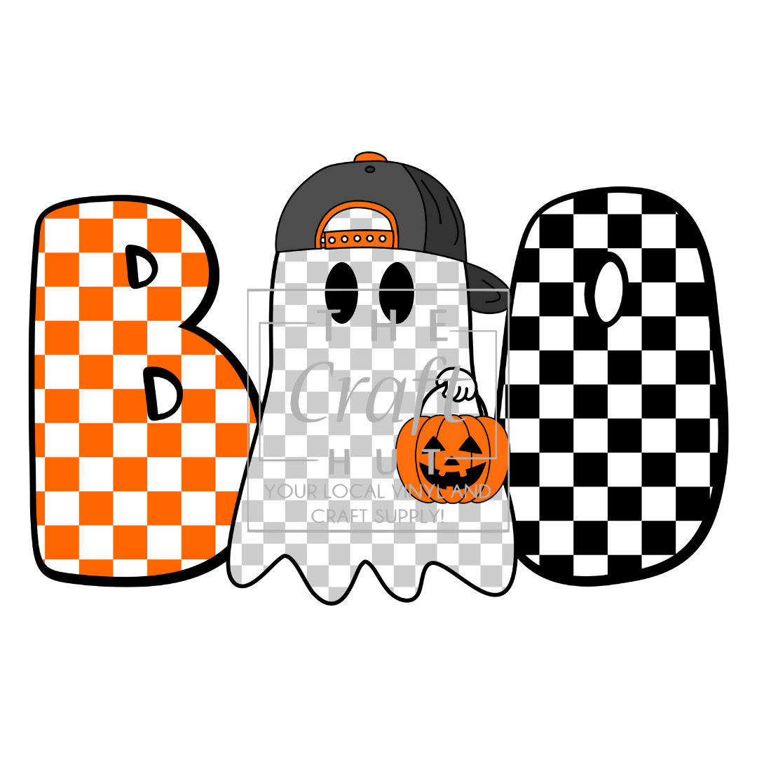 Halloween DTF Transfer - BOO Checkered
