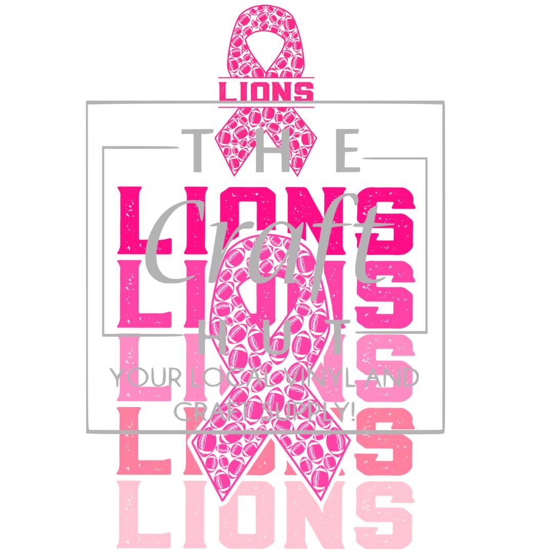 Lions DTF Transfer - Lions Pink Ribbon (Pocket and Back)