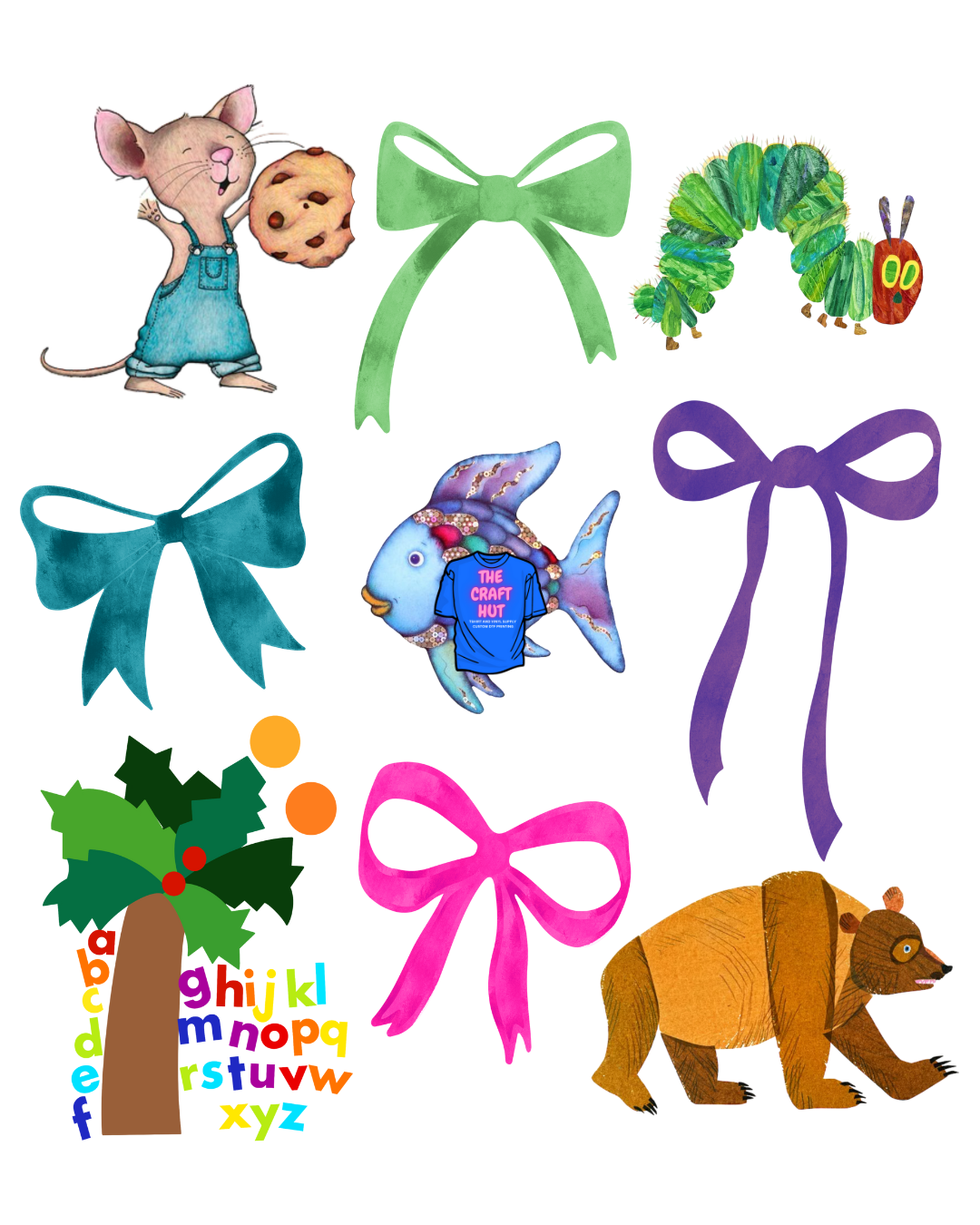 Reading Month DTF Transfer - Popular Books and Bows