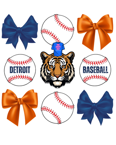 Tigers DTF Transfer - Baseball and Bows