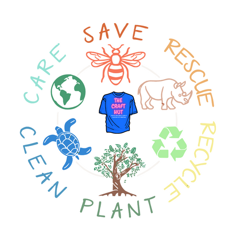 Earth Day - Spring DTF Transfer - Plant Save Care Clean Save Rescue