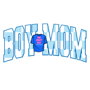 Mothers Day DTF Transfer - Boy Mom Checkered