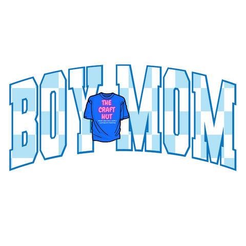 Mothers Day DTF Transfer - Boy Mom Checkered