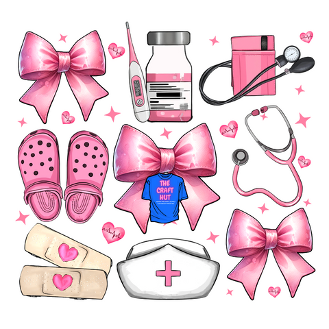 Nurse DTF Transfer - Nurse Corquette Bow