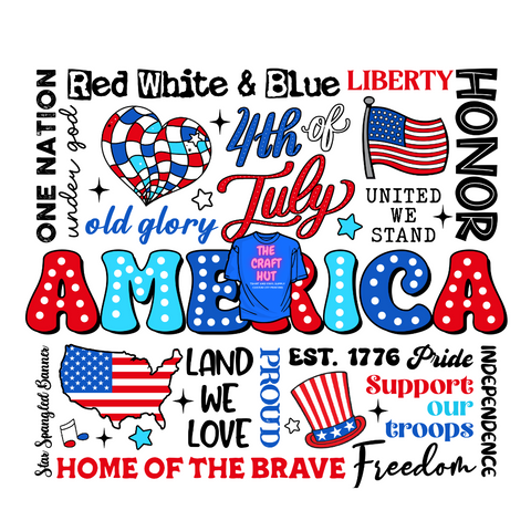 Patriotic DTF Transfer - Fourth Of July - America Typography