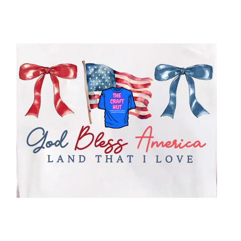 Patriotic DTF Transfer - Fourth Of July - God Bless America Bows