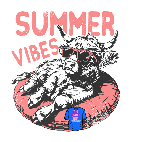 Summer DTF Transfer - Summer Vibes Highland Cow