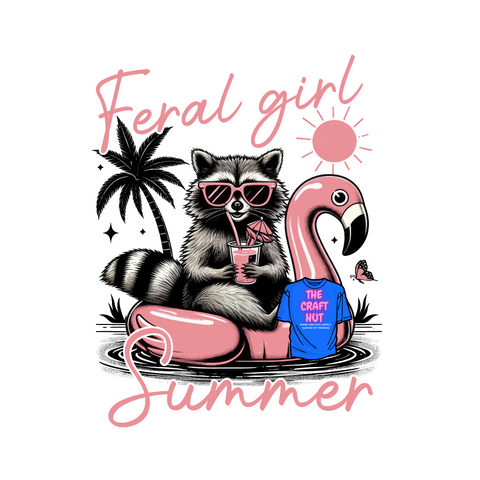 Summer DTF Transfer - Feral Girl Summer Racoon