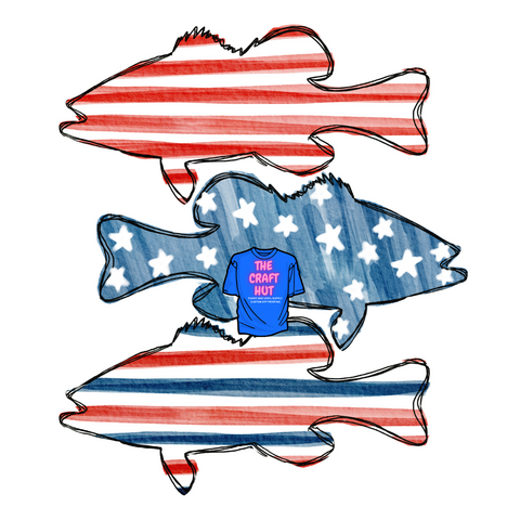 Patriotic DTF - Summer - Fourth Of July - Red White And Blue Fish