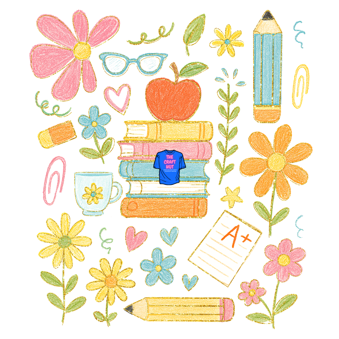 Teacher DTF Transfer - Back To School - Doodles