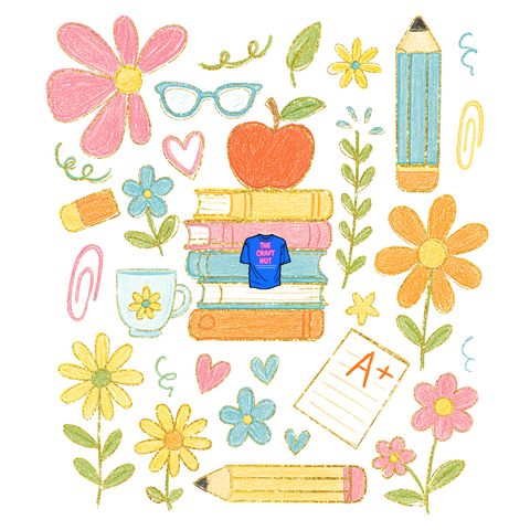 Teacher DTF Transfer - Back To School - Doodles