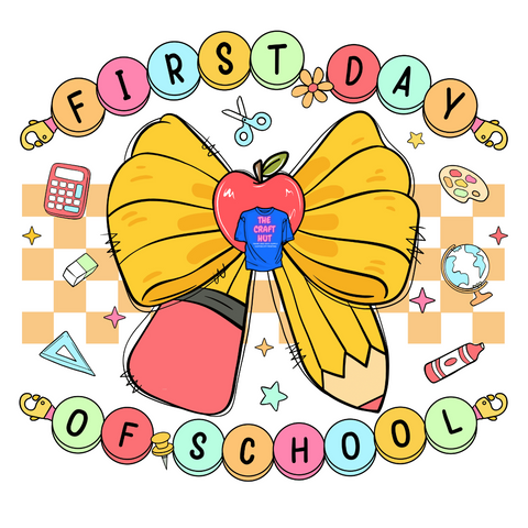 Back To School DTF Transfer - First Day Of School- Pencil Bow