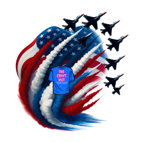 Patriotic DTF Transfer - Labor Day - Blue Angels - Jet Flag