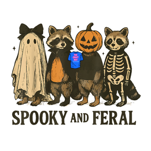 Halloween DTF Transfer - Fall DTF Transfer - Spooky and Feral Raccoon
