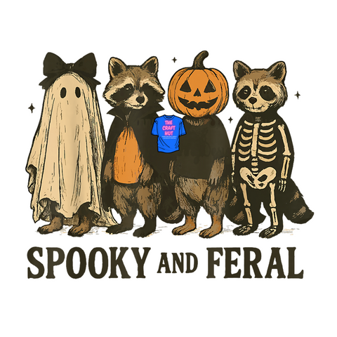 Halloween DTF Transfer - Fall DTF Transfer - Spooky and Feral Raccoon