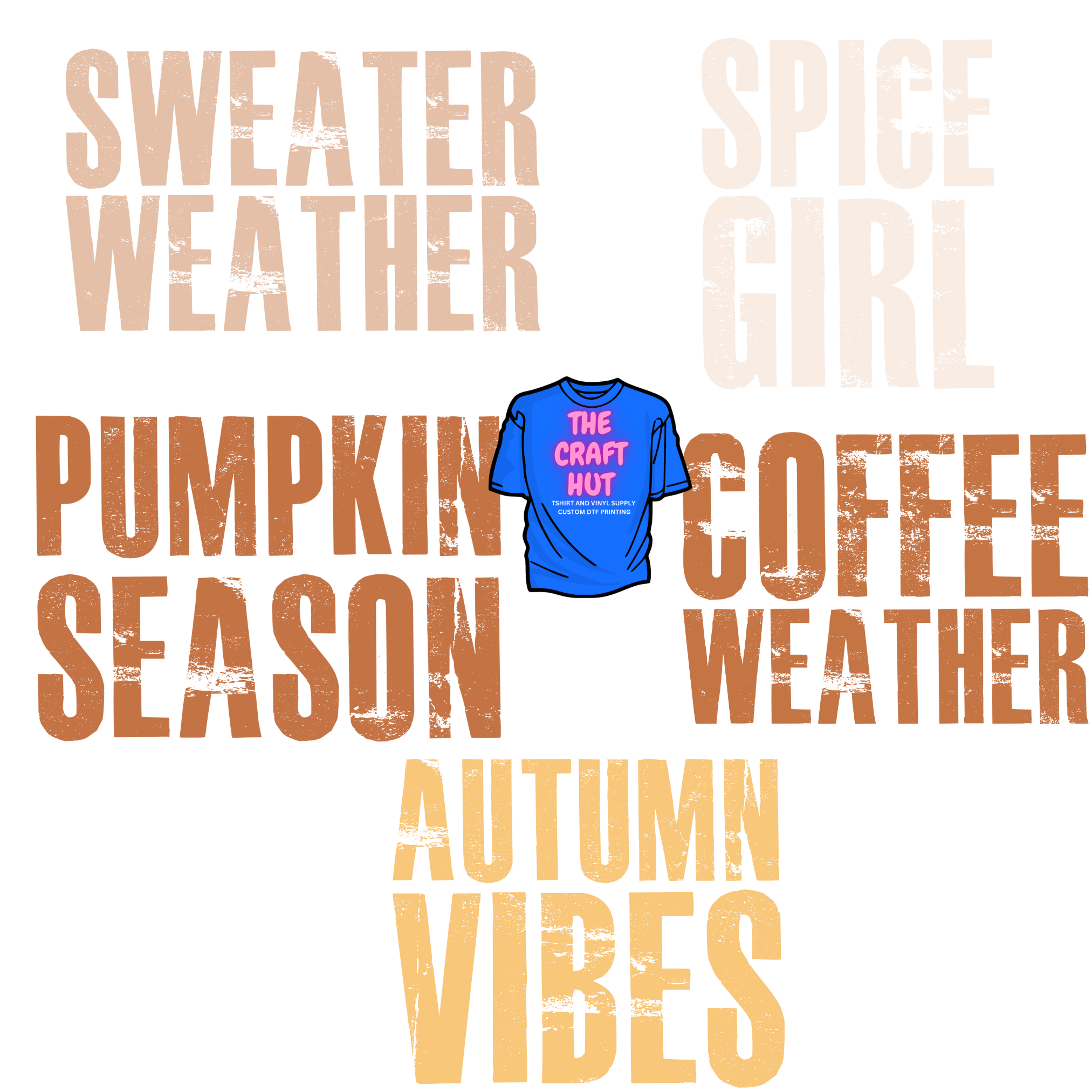 Fall DTF Transfer - Halloween DTF - Distressed Fall Words
