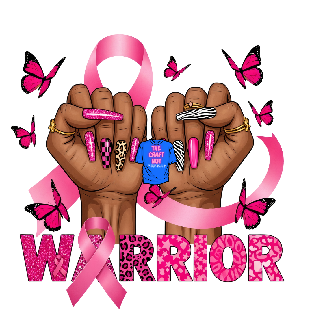 Breast Cancer Awareness DTF Transfer - Warrior W/ Nails