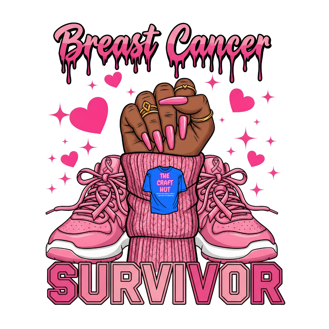 Breast Cancer Awareness DTF Transfer - Survivor W/Sneakers