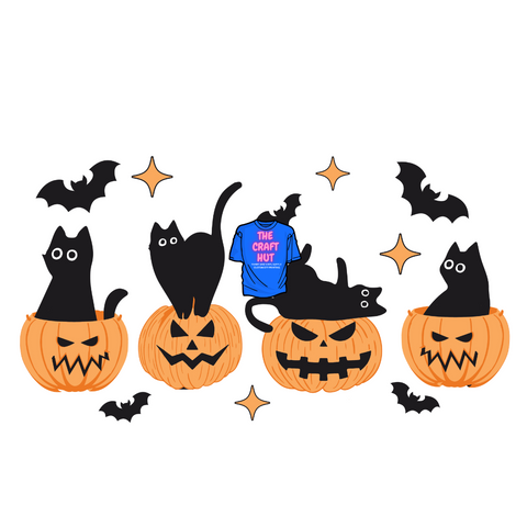 Fall/Halloween DTF Transfer - Black Cats and Pumpkins