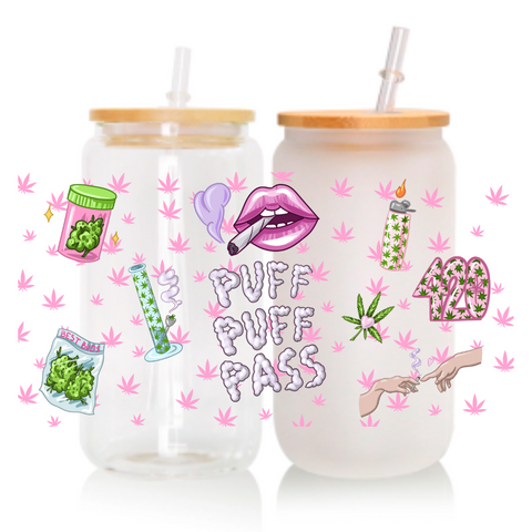 UV DTF WRAP- Pink Puff Puff Pass