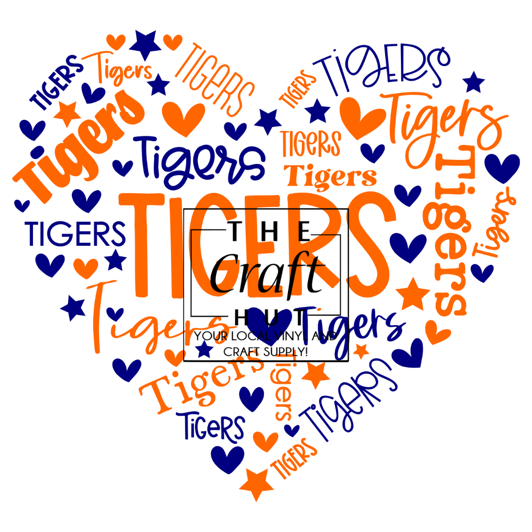 Tigers DTF - Typography Heart