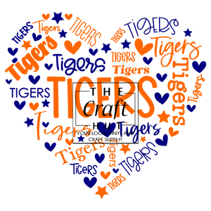 Tigers DTF - Typography Heart (Youth)