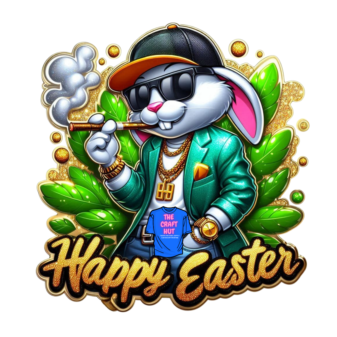 Cannabis DTF Transfer - Happy Easter - 420 Rabbit