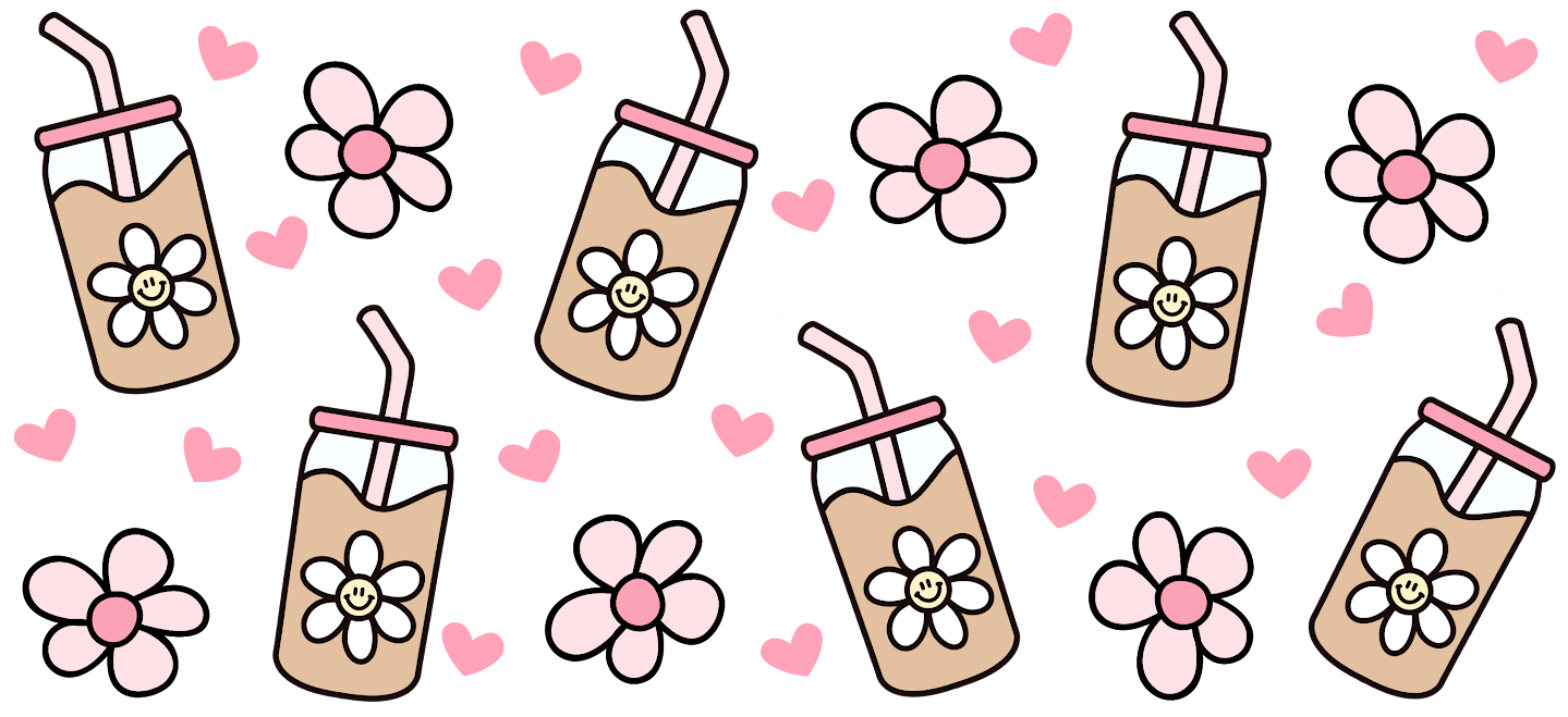 UV DTF Wrap-Ice Coffee and daisies