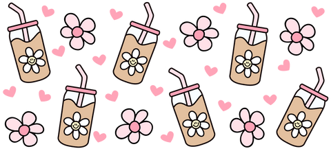 UV DTF Wrap-Ice Coffee and daisies