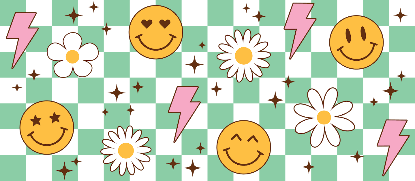 UV DTF WRAP-Checkers and smiley faces