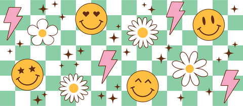 UV DTF WRAP-Checkers and smiley faces